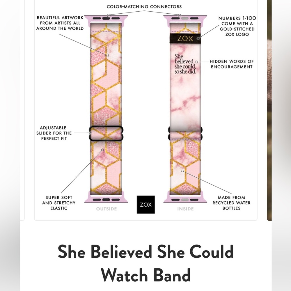 ZOX Apple Watch Wrist Band Pink/Orange/Gold